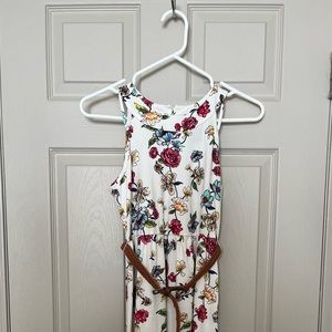 Floral white dress with belt Size 14 Kids